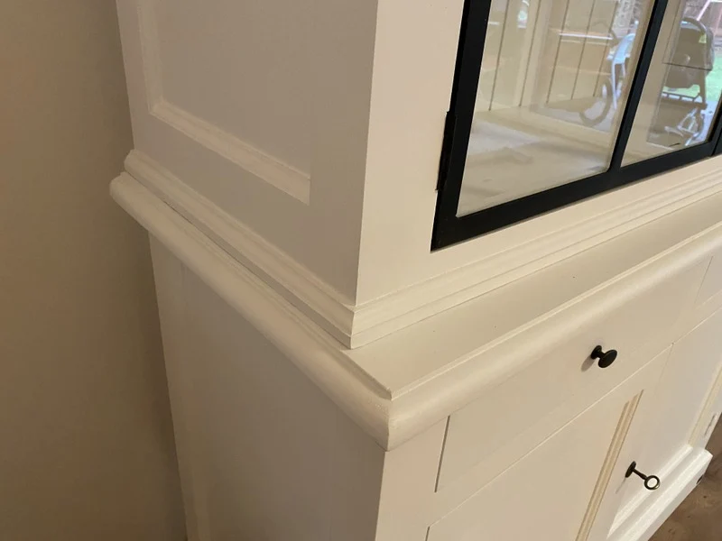 Vitrine weiß, Geschirrschrank weiß Massivholz, Küchenschrank weiß Landhaus, Breite 130 cm