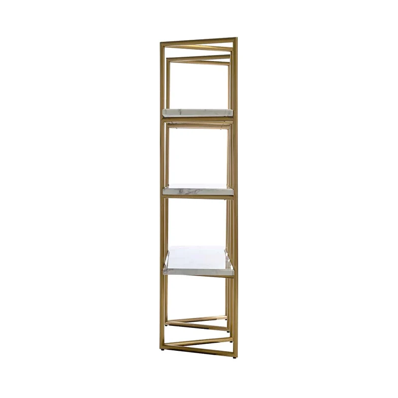 Regal Gold, Bücherregal Gold, Regal Metall-Marmoroptik, Breite 165 cm