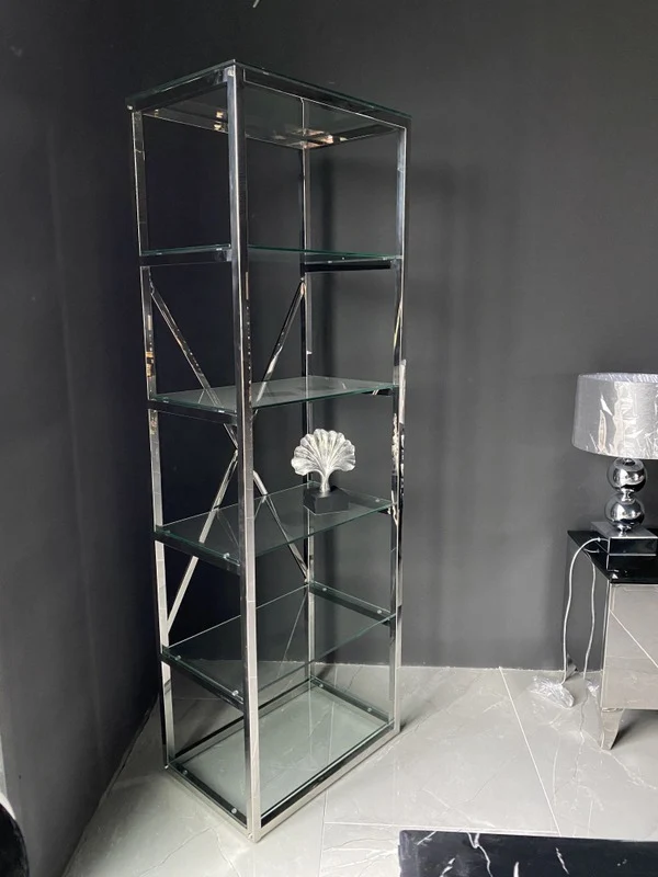 Regal Silber, Glasregal Silber, Breite 60 cm