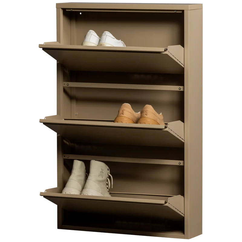 Sabine schuhschrank mit 3 fächern aus metall sand