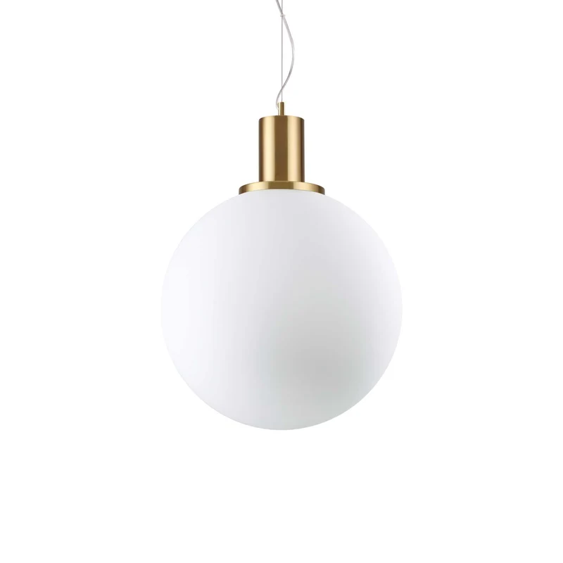 Pendelleuchte rund weiß, Hängelampe weiß-Gold, Durchmesser 40 cm