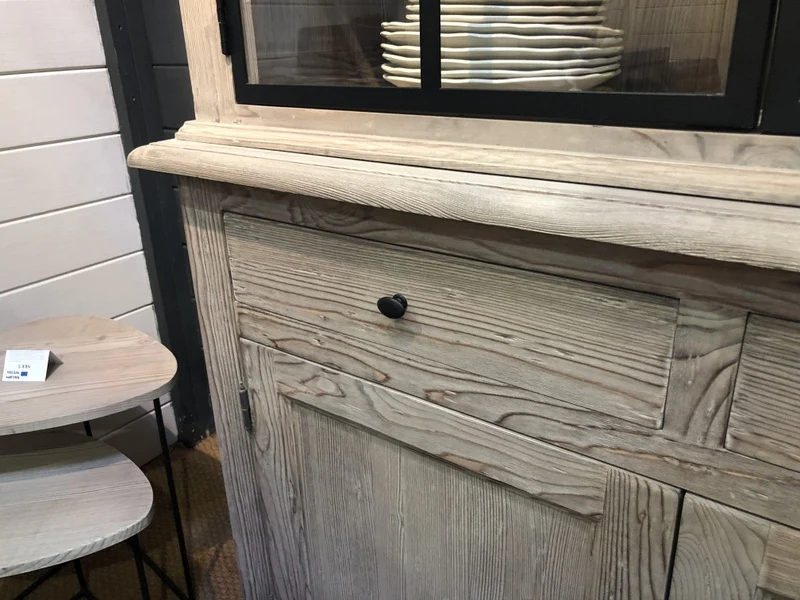 Buffetschrank Landhausstil, Vitrine Naturholz, Geschirrschrank aus Massivholz, Küchenschrank Landhaus, Breite 237 cm