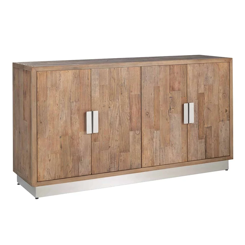 Sideboard Altholz, Anrichte Altholz, Siedeboard Silber Gestell, Breite 160 cm