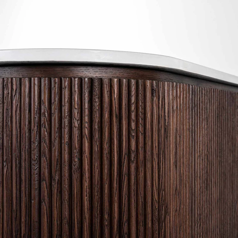 Sideboard braun-weiß, Anrichte Marmor weiß Holz braun, Breite 180 cm