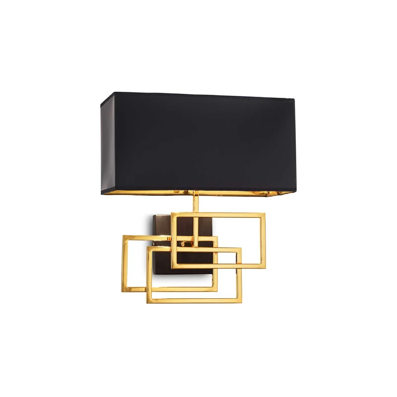 Wandleuchte Gold mit Lampenschirm, Wandlampe Gold -schwarz