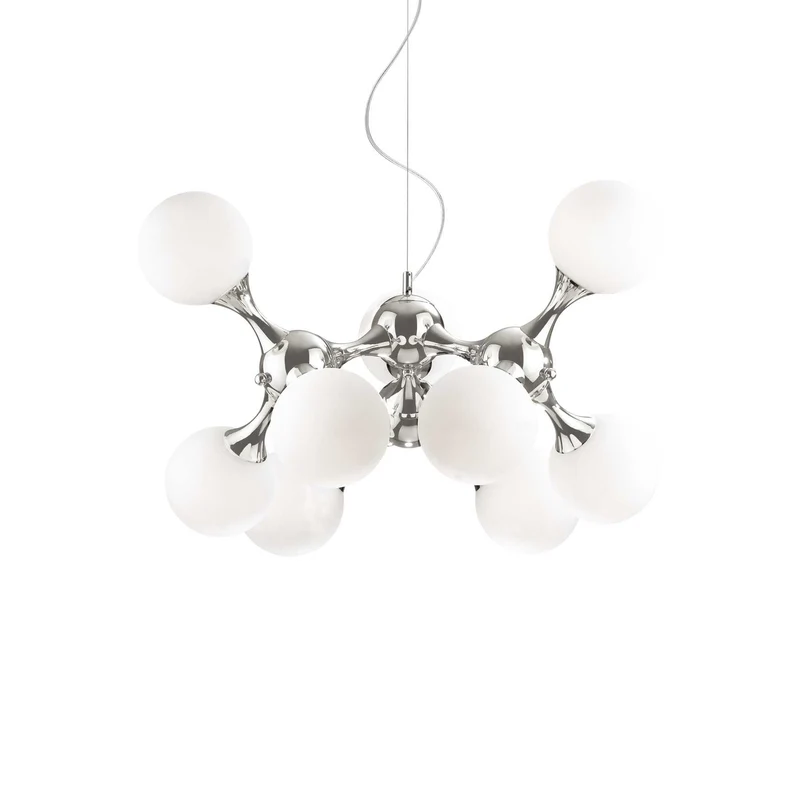 Pendelleuchte weiß Silber, Hängelampe Silber weiß, Durchmesser 80 cm