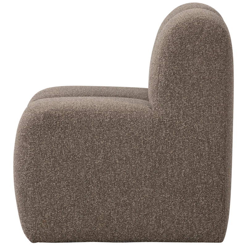 Mojo essbank 84 cm mit rückenlehne bouclé braun melange