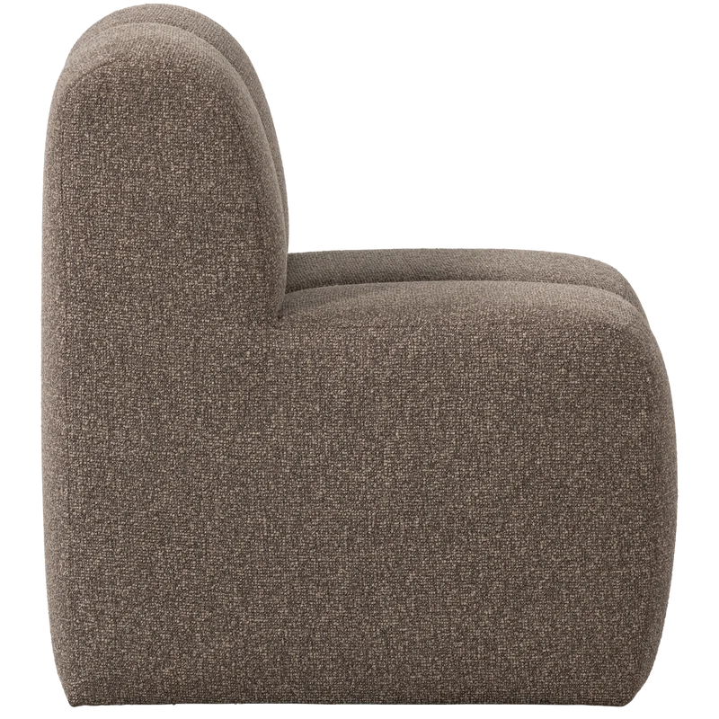 Mojo essbank 84 cm mit rückenlehne bouclé braun melange