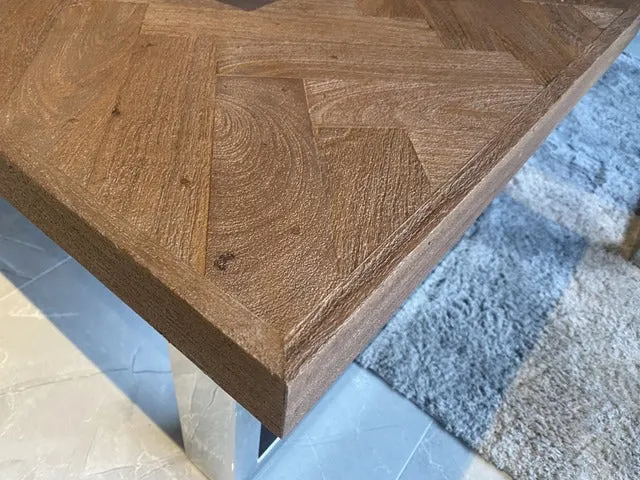 Couchtisch braun, Couchtisch verchromte Tischbeine, Breite 120 cm