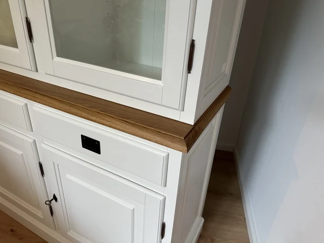 Buffetschrank weiß, Geschirrschrank weiß Landhausstil, Vitrine weiß Landhaus, Breite 185 cm