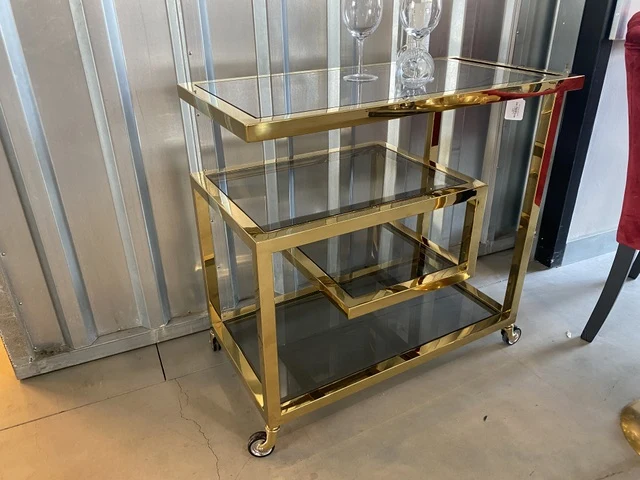 Servierwagen Gold, Servierwagen Glas-Metall Gold