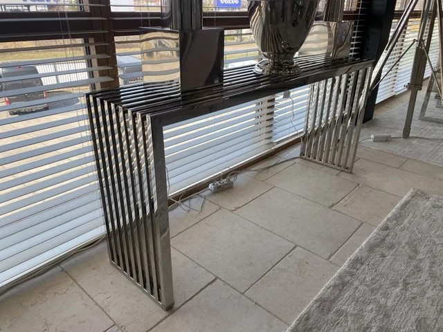 Konsole Silber, Wandtisch Silber, Konsole Metall Silber, Breite 160 cm
