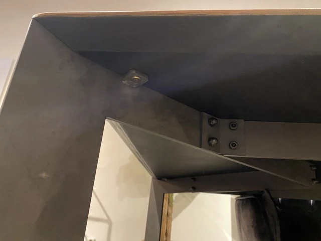 Esstisch Teakholz Tischplatte, Tisch Metall-Gestell, Breite 220 cm