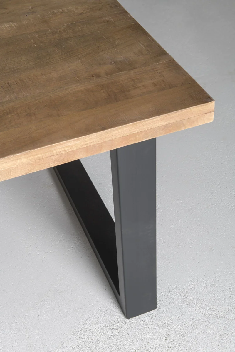 Esstisch Massivholz, Tisch Naturholz, Esstisch Metall-Gestell, Breite 160 cm