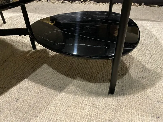 Couchtisch schwarz, Couchtisch Glas Marmoroptik Tischplatte, Breite 120 cm