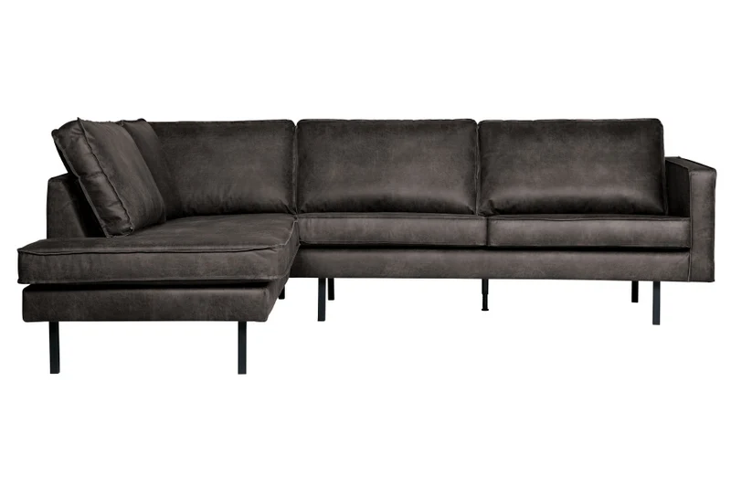Ecksofa schwarz Ottomane links, Sofa schwarz, modernes Ecksofa schwarz, Breite 350 cm