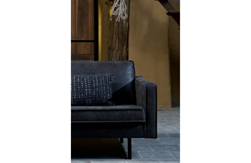 Ecksofa schwarz Ottomane links, Sofa schwarz, modernes Ecksofa schwarz, Breite 350 cm