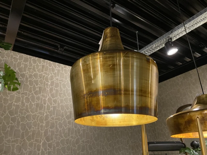 Hängeleuchte Gold, runder Pendelleuchte Gold-Antik, Durchmesser 30 cm