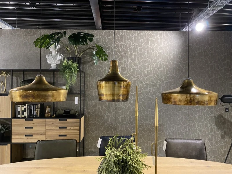 Hängeleuchte Gold, runder Pendelleuchte Gold-Antik, Durchmesser 30 cm