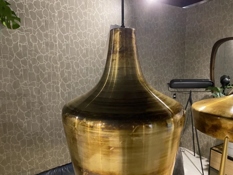 Hängeleuchte Gold, runder Pendelleuchte Gold-Antik, Durchmesser 30 cm