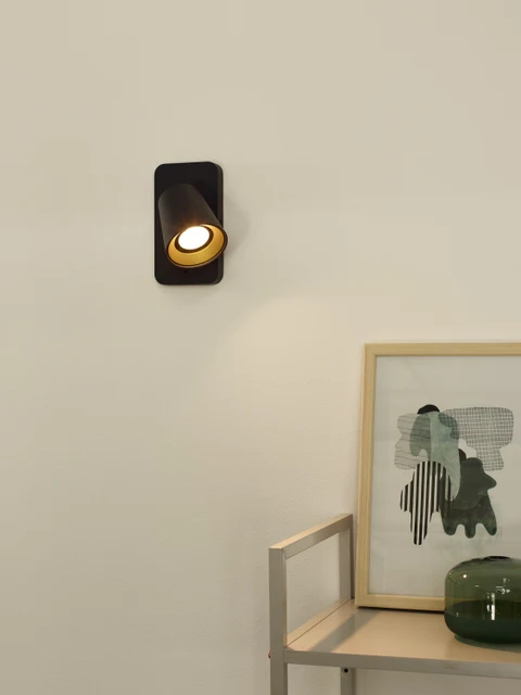 Wandstrahler schwarz, LED DIM. (warm), GU10