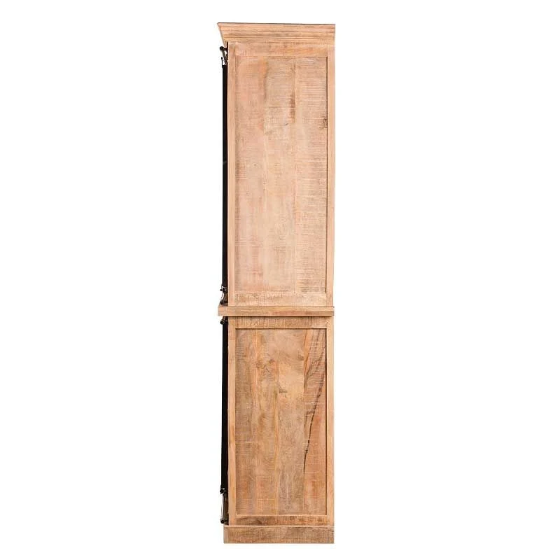 Geschirrschrank Massivholz, Wohnzimmerschrank Holz Metall, Küchenschrank Holz Metall, Breite 200 cm
