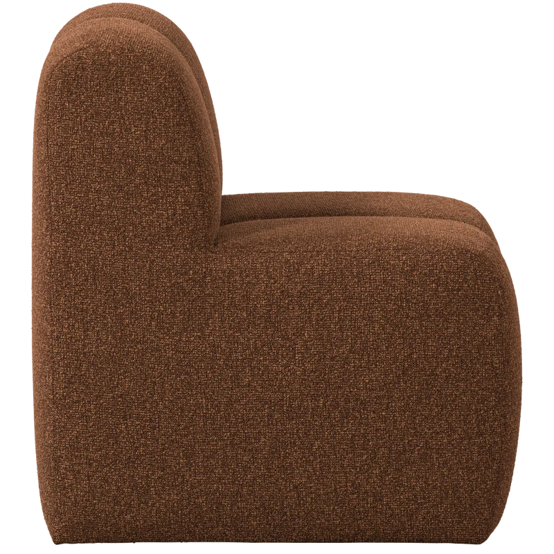 Mojo essbank 84 cm mit rückenlehne bouclé rostbraun meliert