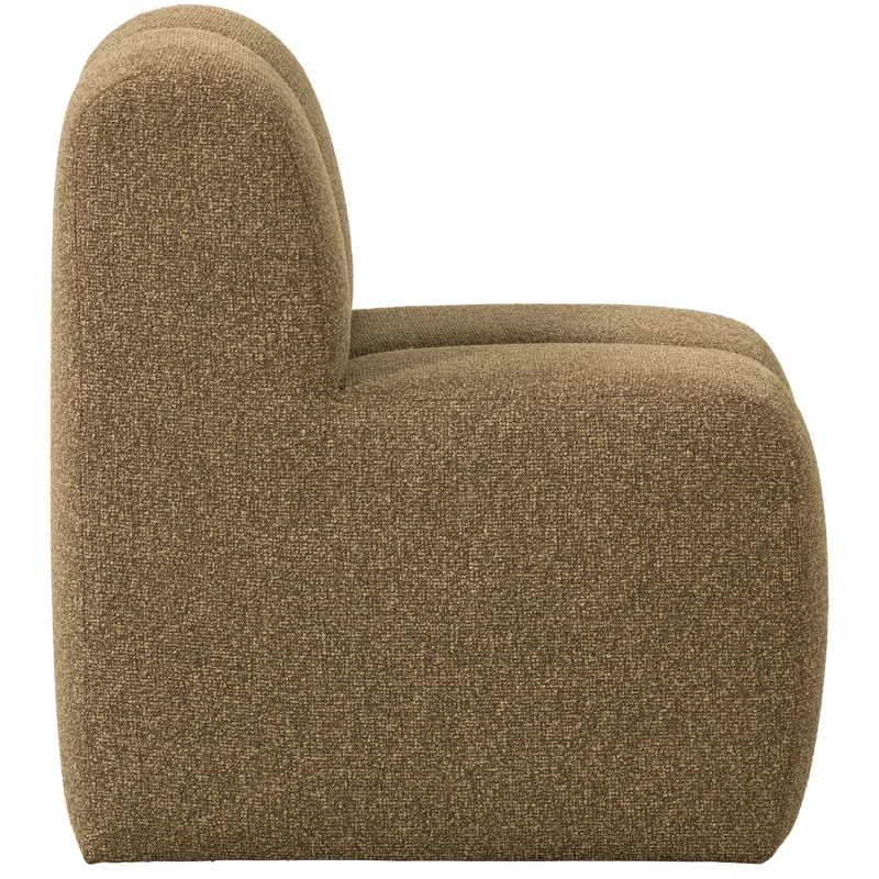 Mojo essbank 84 cm mit rückenlehne bouclé gelbbraun melange