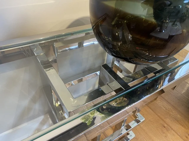 Konsole Silber, Glas-Konsole verchromt, Breite 100 cm