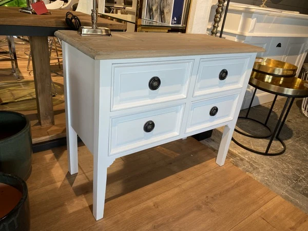 Konsole grau Landhausstil, Kommode grau Landhaus, Wandtisch grau, Breite 90 cm