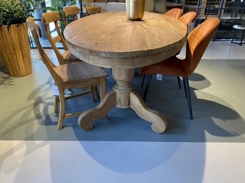 Tisch oval Teak-Tischplatte, ovaler Esstisch Metall-Gestell, Esstisch Teak, Breite 240 cm