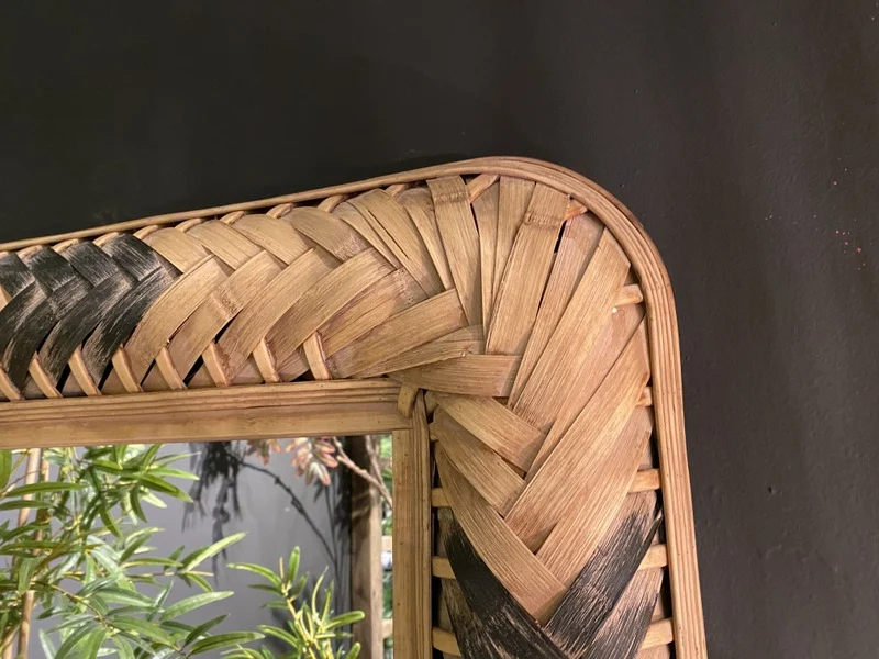 Spiegel Rattan, Wandspiegel Rattan, Maße 95 x 71 cm