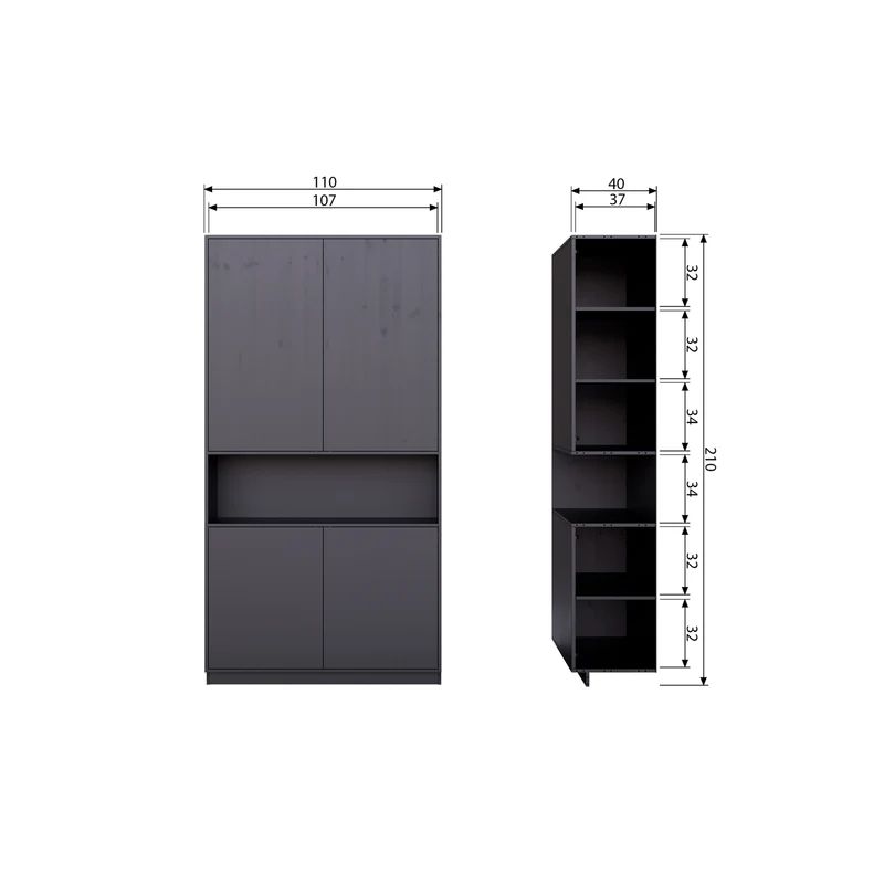 Finca stauschrank 110 cm holz tiefschwarz