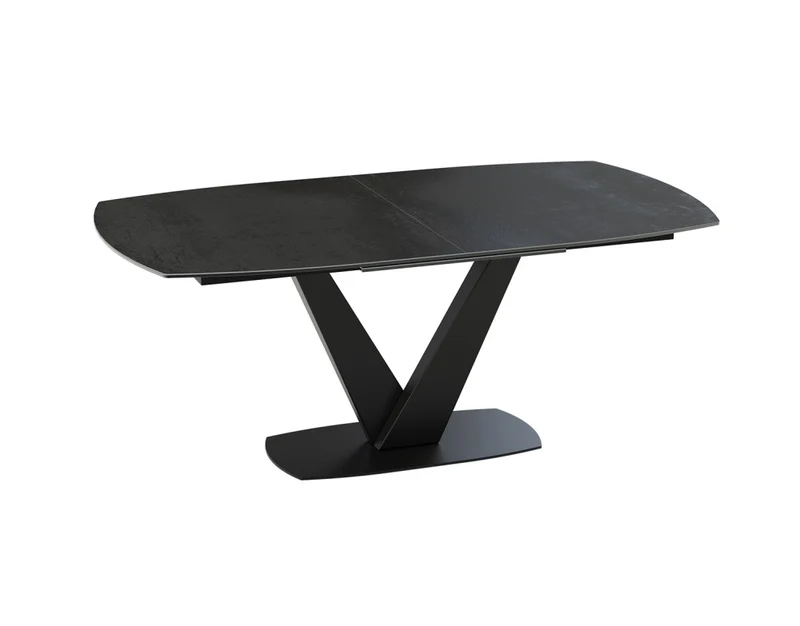 Esstisch anthrazit Keramik Tischplatte, Tisch ausziehbare Keramik-Tischplatte, Breite 200-260 cm