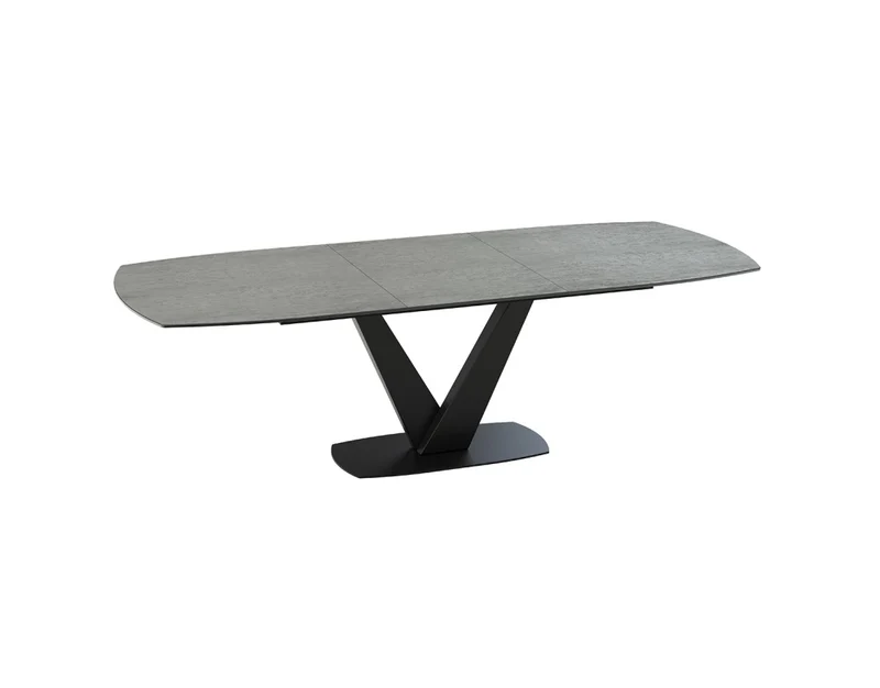 Esstisch grau Keramik Tischplatte, Tisch ausziehbare Keramik-Tischplatte, Breite 200-260 cm
