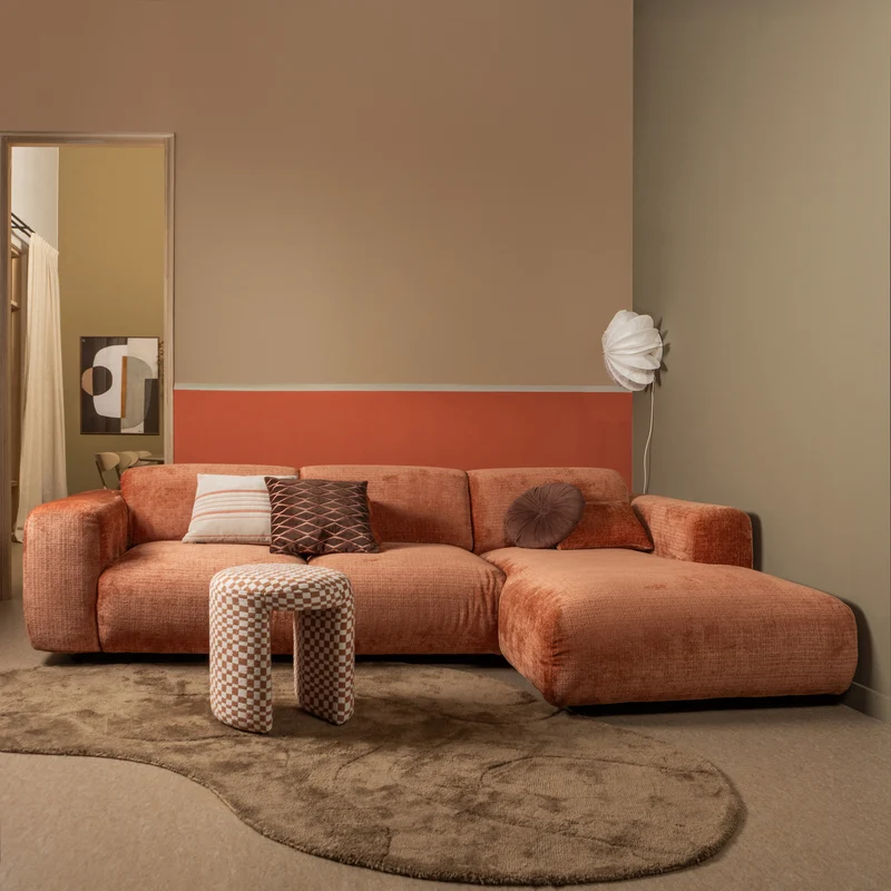 Charlie gepolsterter hocker karomuster orange