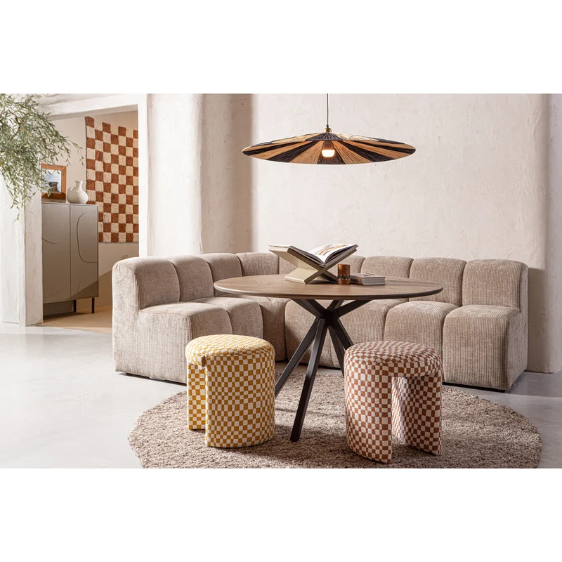 Charlie gepolsterter hocker karomuster orange