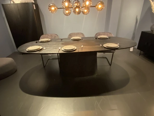 Esstisch schwarz Holz, Tisch Ellips Holz, Esstisch Ellips schwarz, Breite 250 cm
