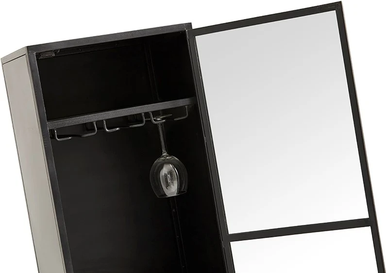 Weinschrank Metall, Weinschrank schwarz, Vitrine Weinschrank schwarz, Breite 45 cm