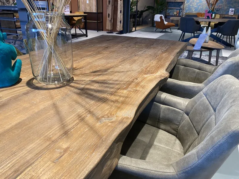 Tisch Teak-Tischplatte, Esstisch Metall-Gestell, Esstisch Teak, Breite 300 cm