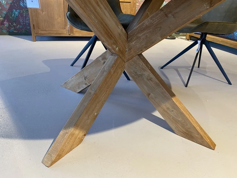 Tisch rund Teak, runder Esstisch Massivholz, Esstisch Teakholz, Durchmesser 130 cm