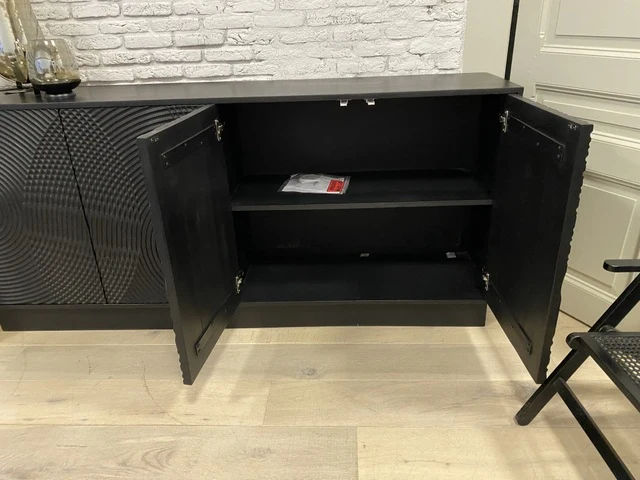 Sideboard schwarz, Anrichte schwarz, Breite 185 cm