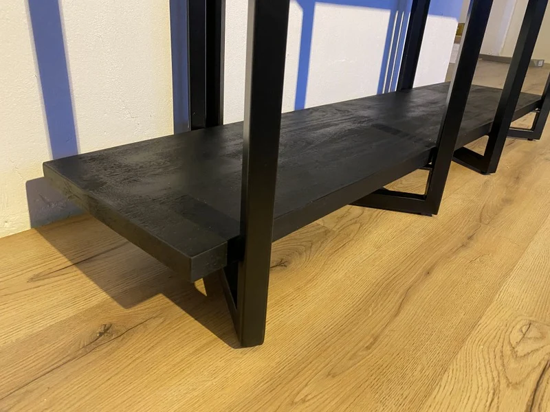 Bücherregal schwarz, Regal schwarz Industriedesign, Breite 160 cm
