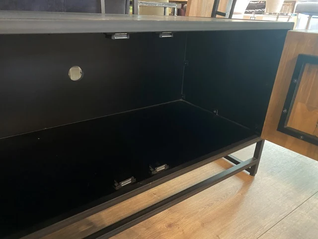 TV Schrank schwarz, Fernsehschrank Naturholz-schwarz, TV Schrank Naturholz-braun, Breite 200 cm