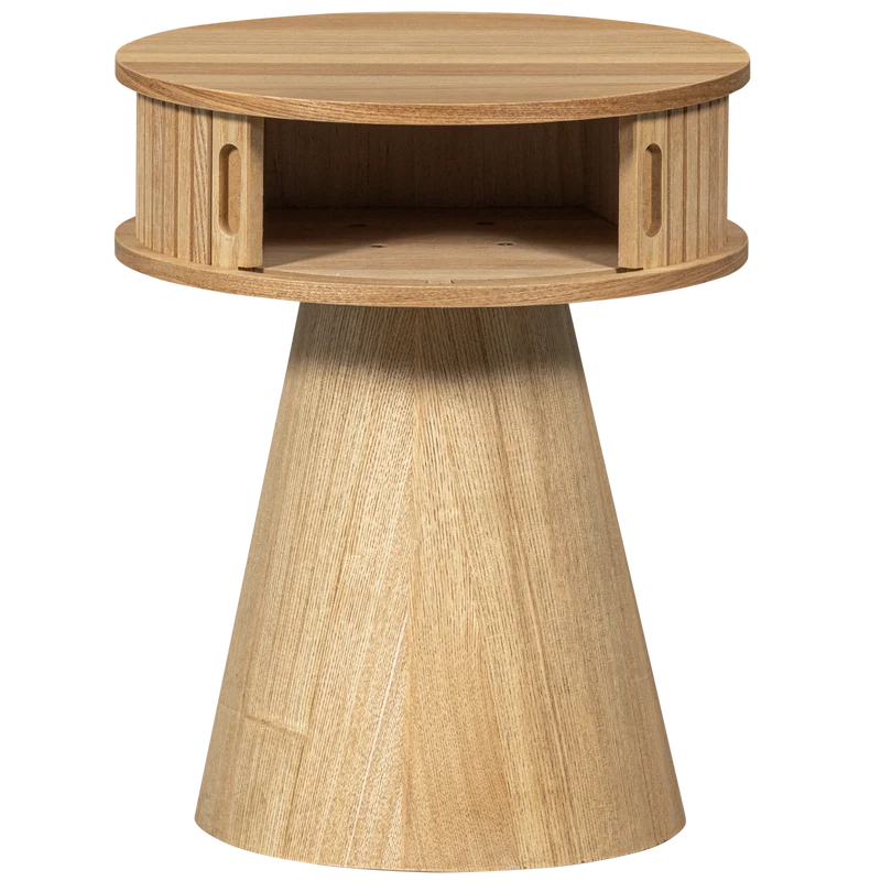 Karri nachttisch rund holz natur