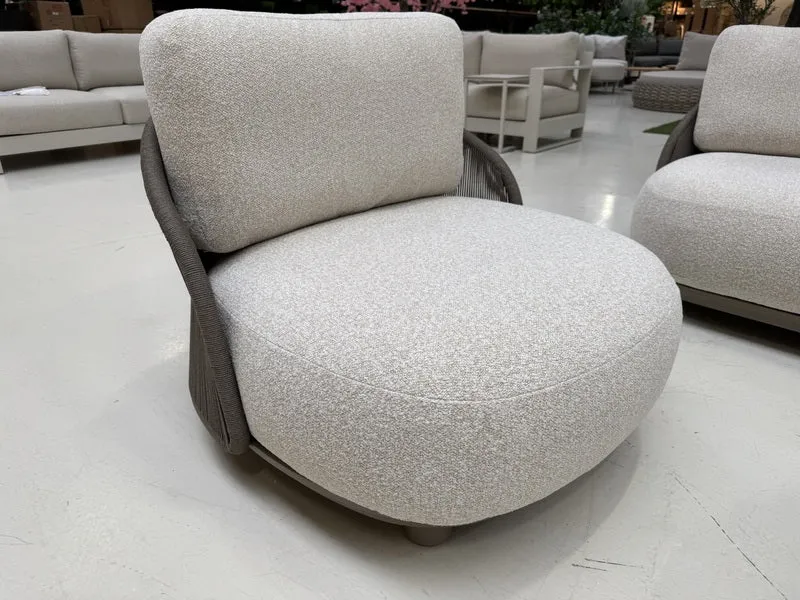 Lounge 3er Set Champagne, Gartenlounge Sofa-Sessel braun-Champagne