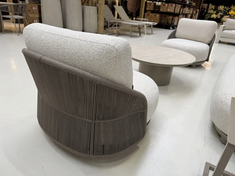 Lounge 3er Set Champagne, Gartenlounge Sofa-Sessel braun-Champagne