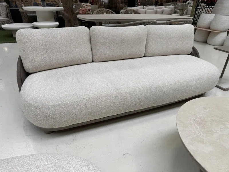 Lounge 3er Set Champagne, Gartenlounge Sofa-Sessel braun-Champagne