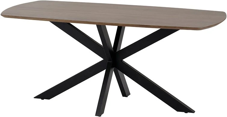 Tisch braun Massivholz, Esstisch Metall-Gestell, Breite 180 cm
