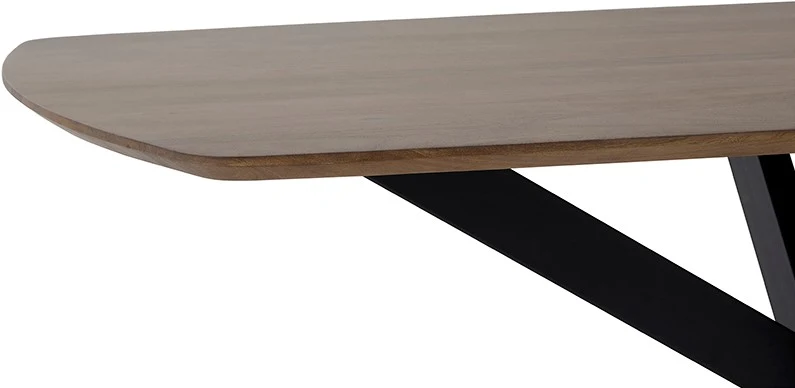 Tisch braun Massivholz, Esstisch Metall-Gestell, Breite 180 cm